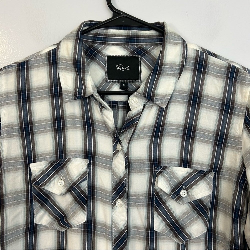 Rails Button Down Rayon Wester Collared Shirt Whi… - image 3